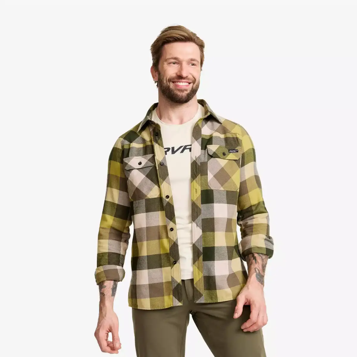Campfire Shirt Men Light MossGray/Multi