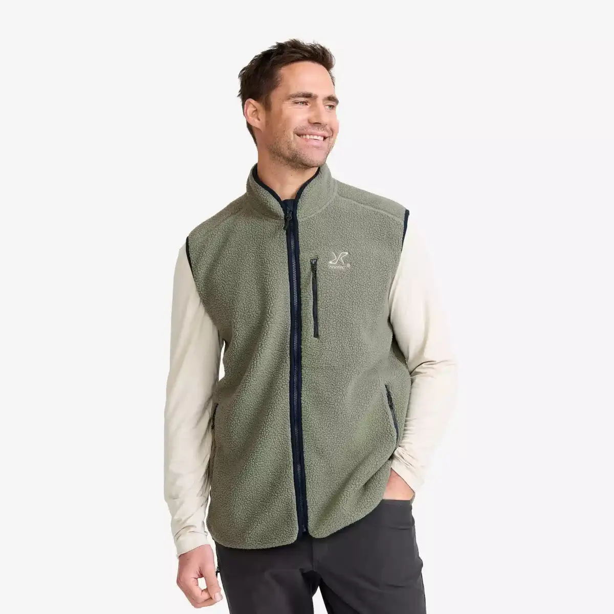 Canyon Full-zip Pile Fleece Vest Men Castor Gray/Navy