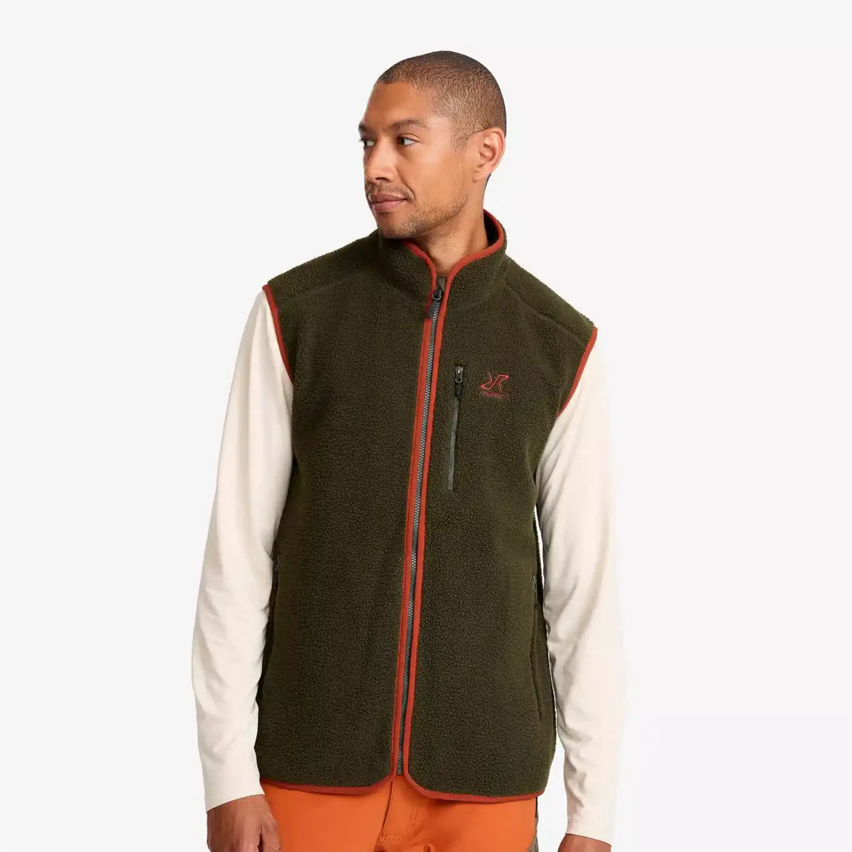 Canyon Full-zip Pile Fleece Vest Men Forest Night/Rusty Orange