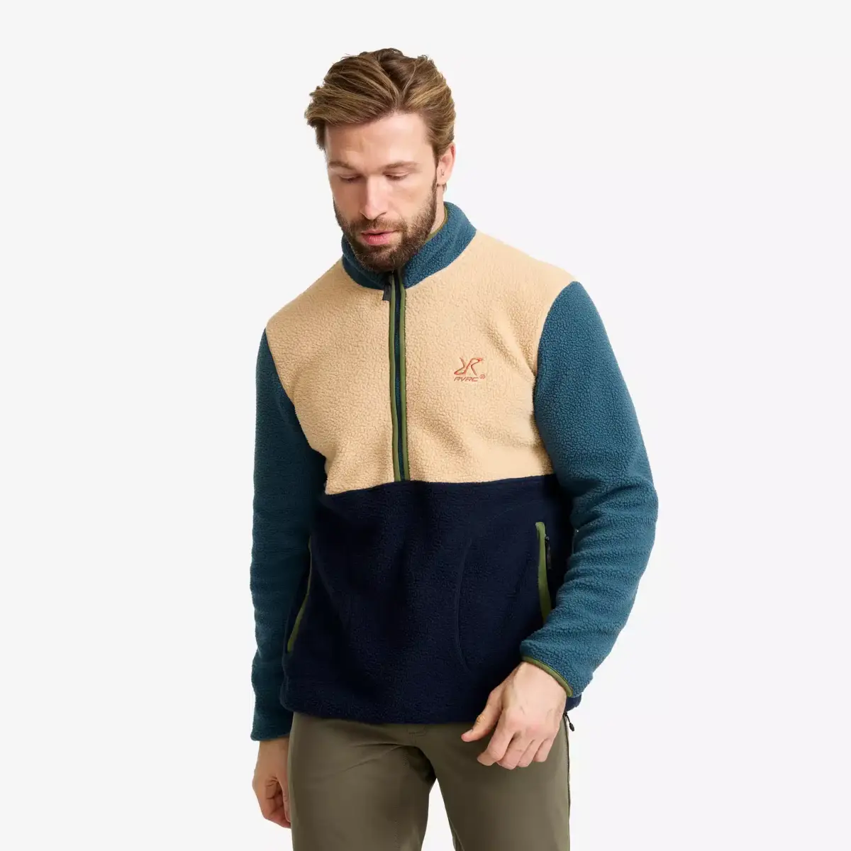 Canyon Half-zip Pile Fleece för män Orion Blue/Safari Beige