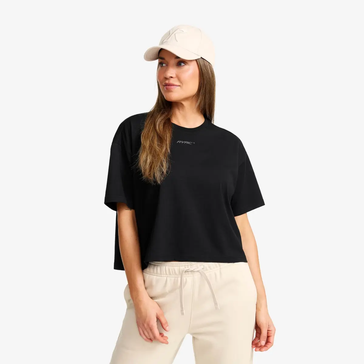 Easy Cropped T-shirt för kvinnor, svart