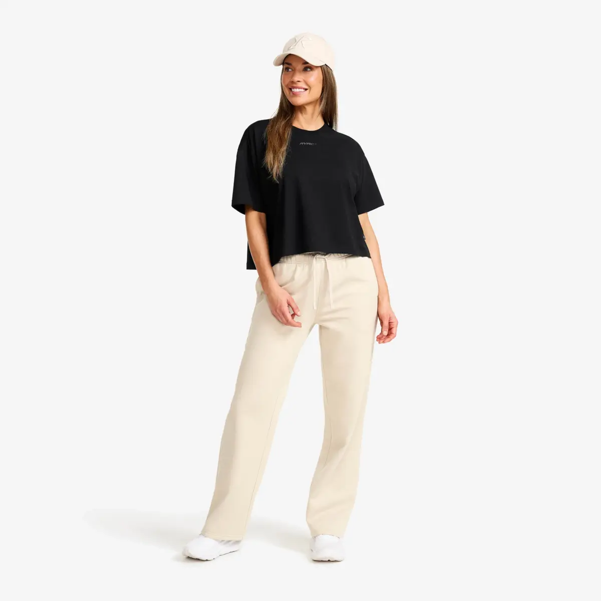 Easy Cropped T-shirt för kvinnor, svart