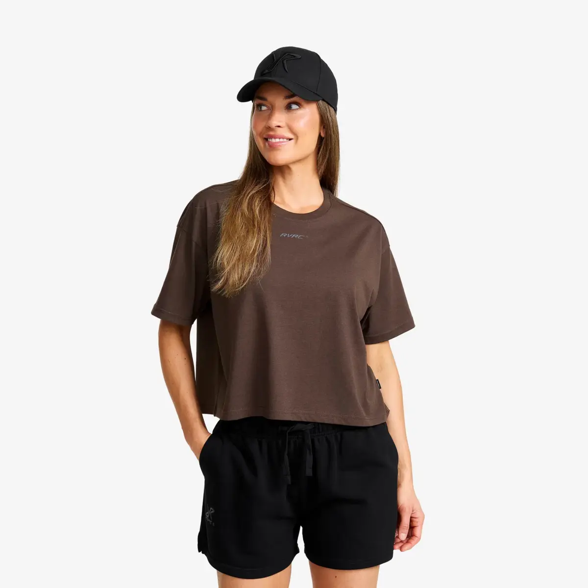 Easy Cropped T-shirt Women Seal Brown