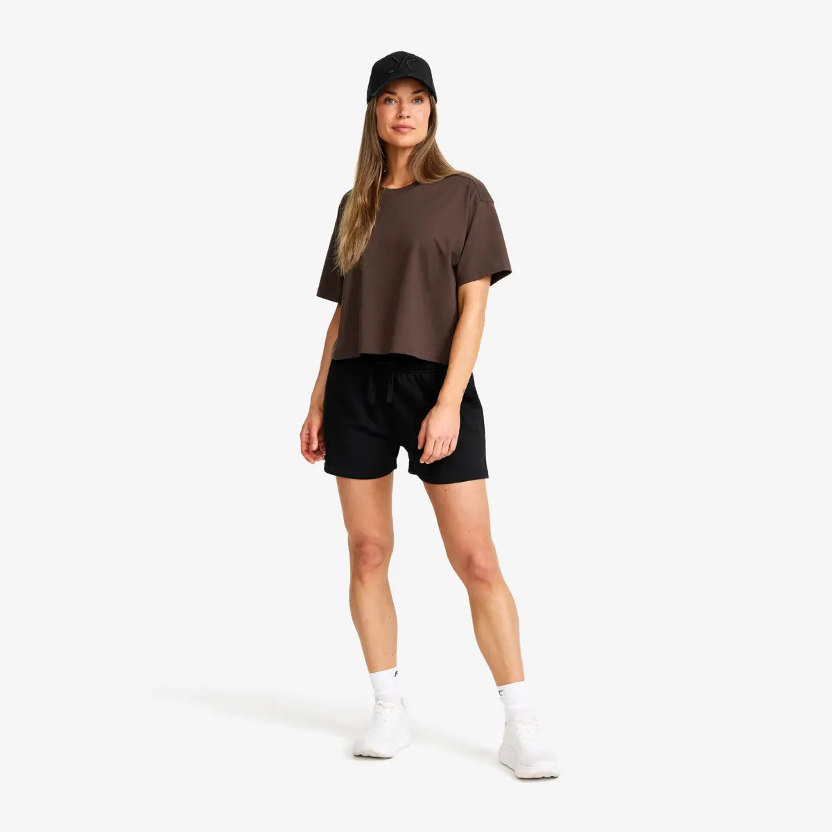 Easy Cropped T-shirt Women Seal Brown
