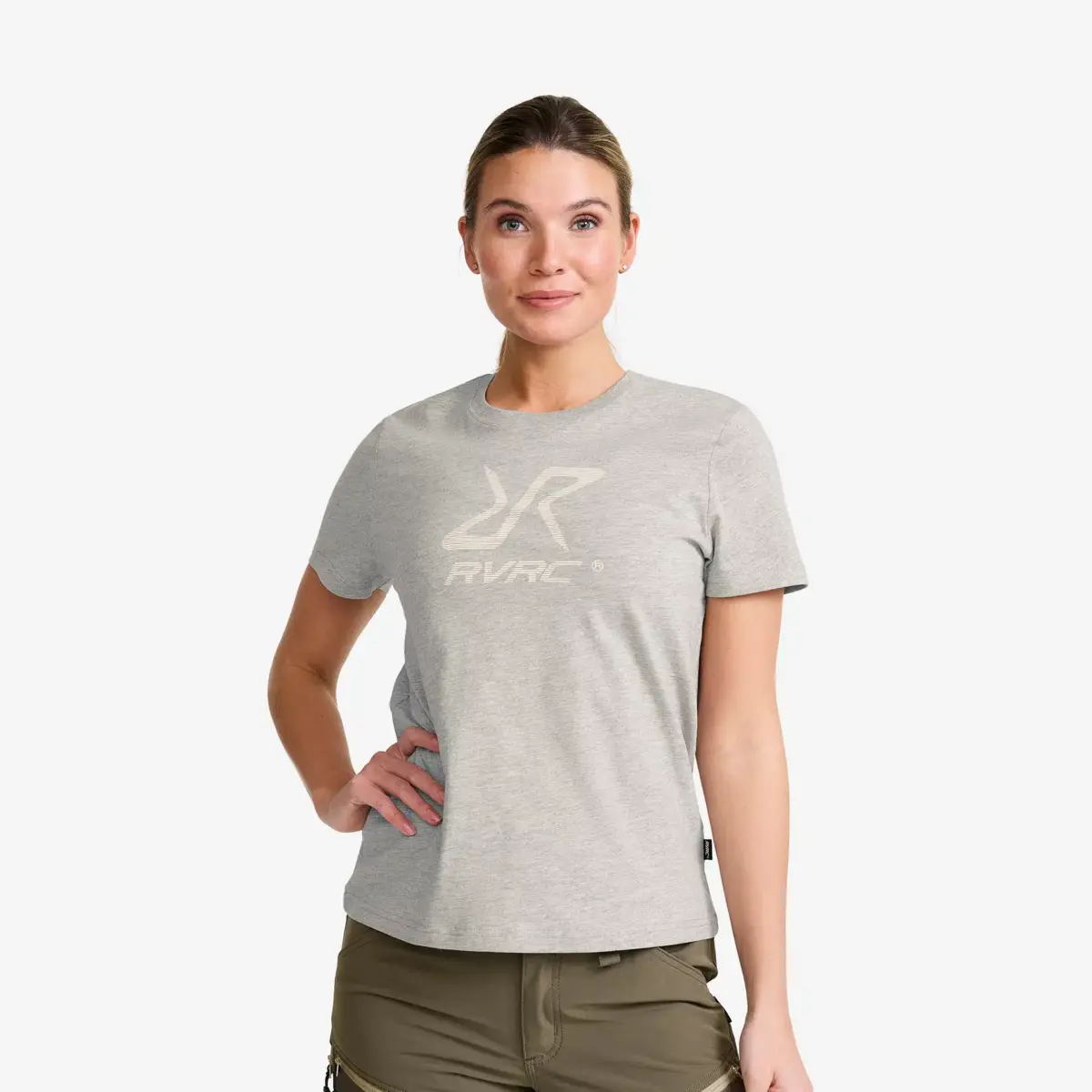 Easy Graphic Logo T-shirt för damer, grå melange