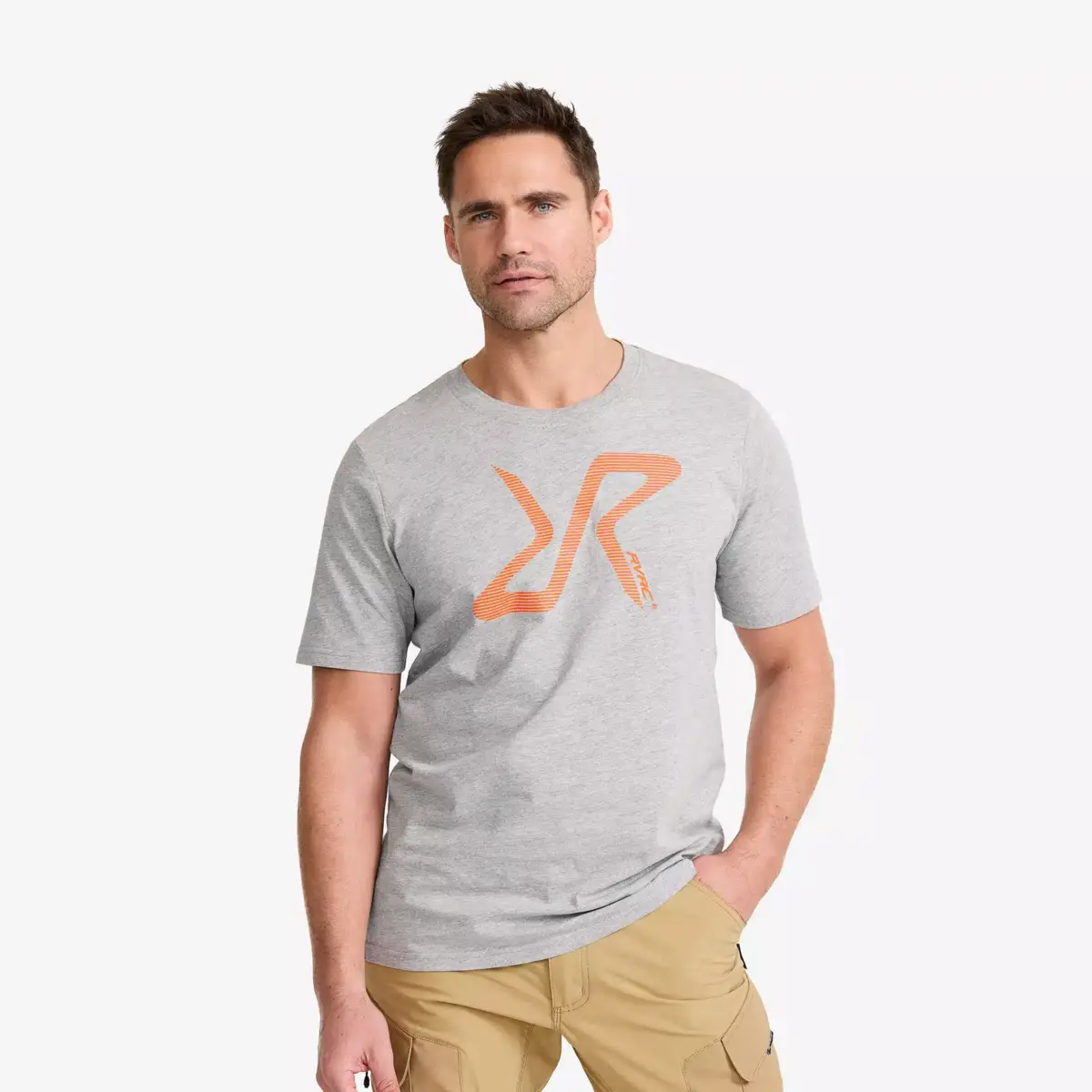 Easy Graphic Logo T-shirt för män, grå melange/orange