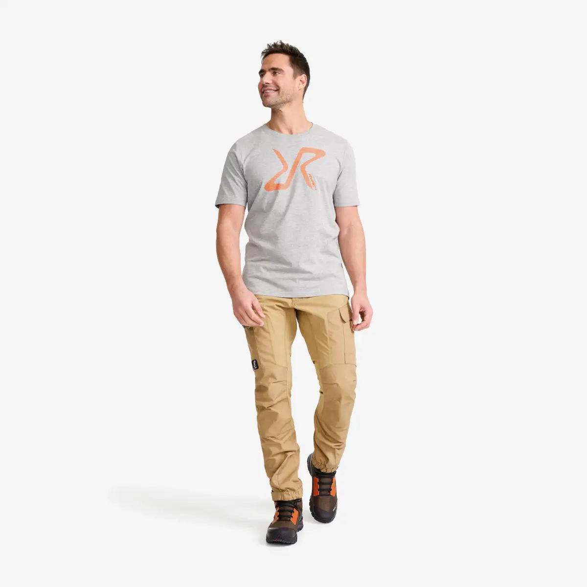 Easy Graphic Logo T-shirt för män, grå melange/orange