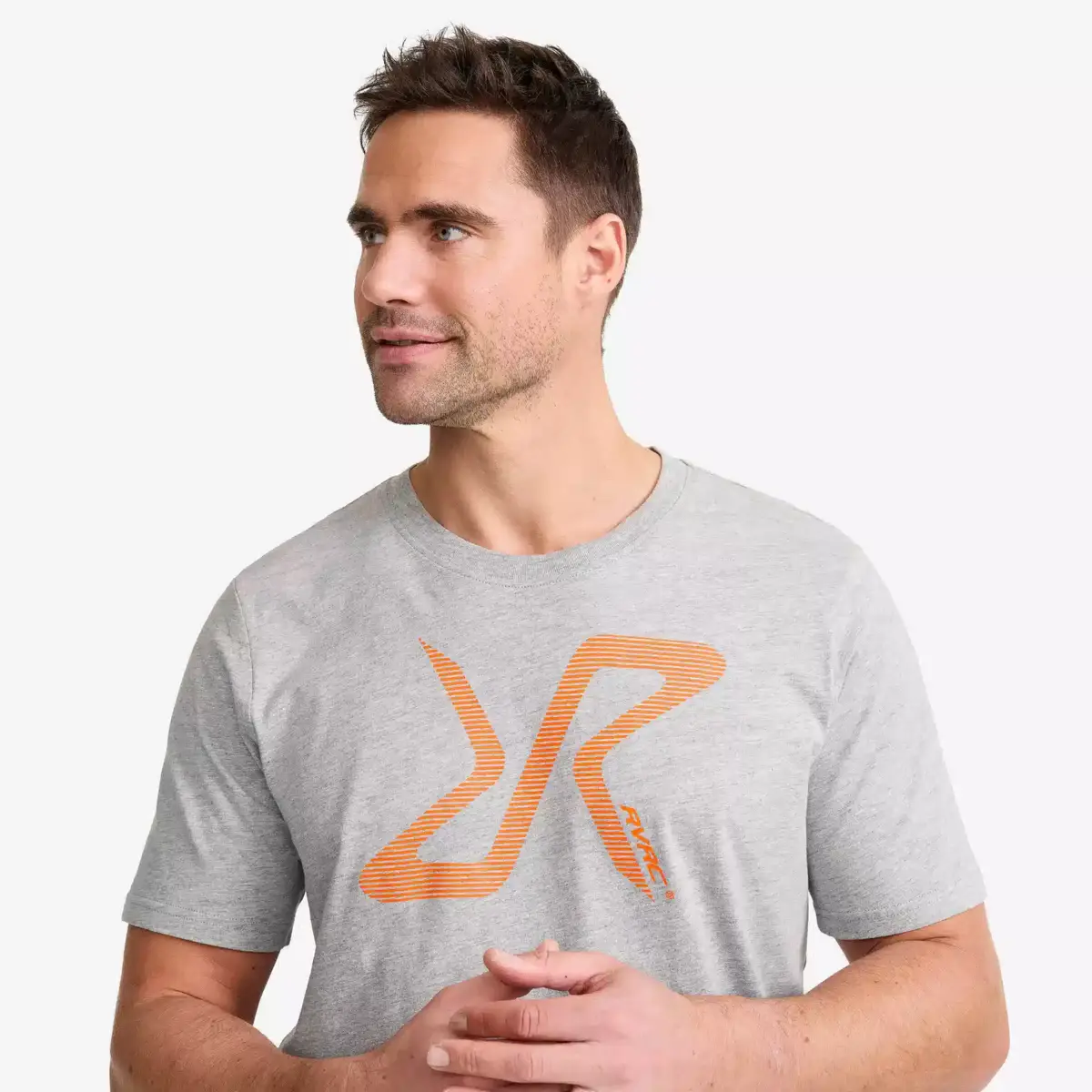 Easy Graphic Logo T-shirt för män, grå melange/orange Easy Graphic Logo T-shirt för män, grå melange/orange