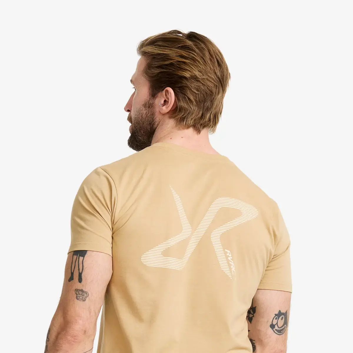 Easy Graphic Logo T-shirt Slim Fit för män, safari beige