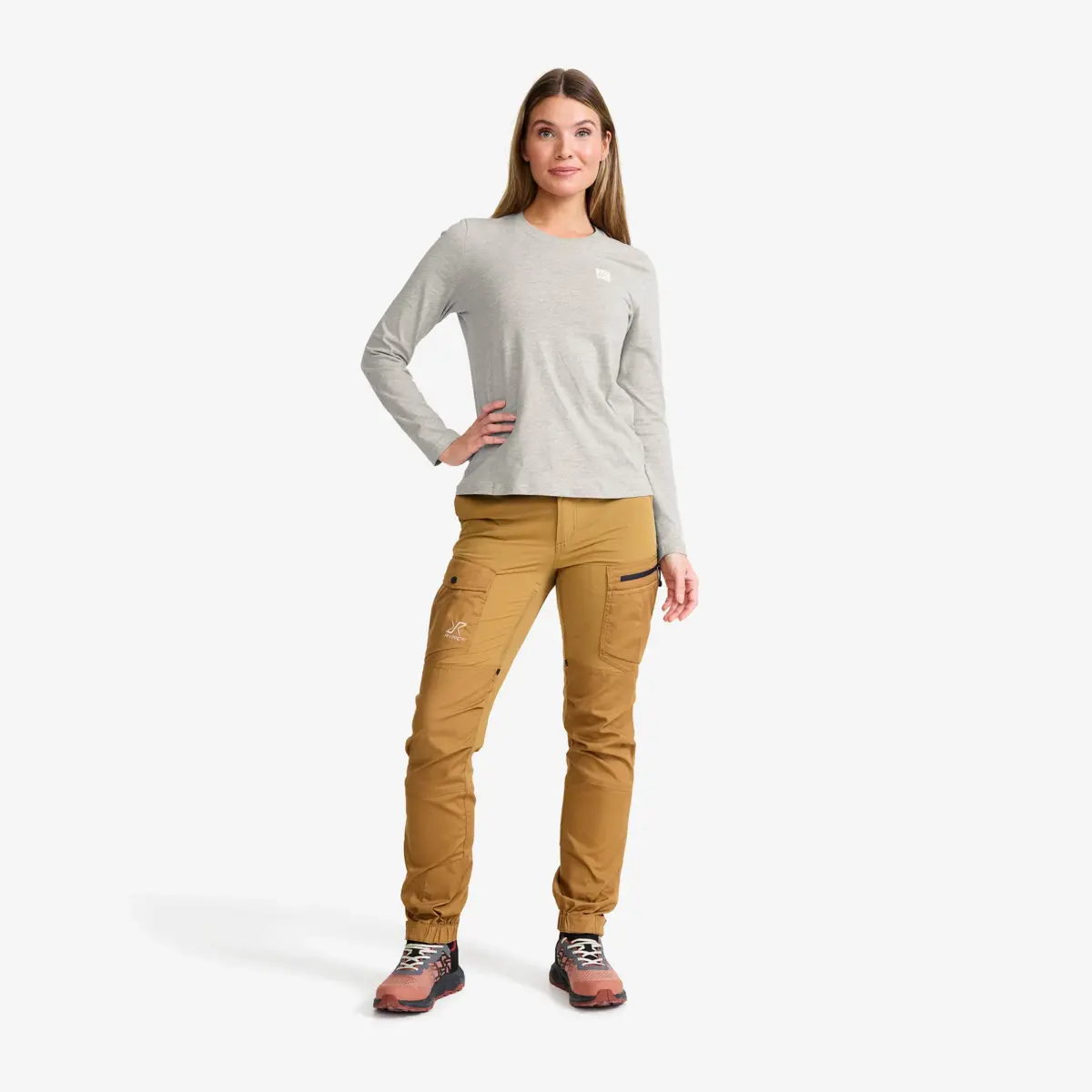 Easy långärmad T-shirt för damer, grå melange