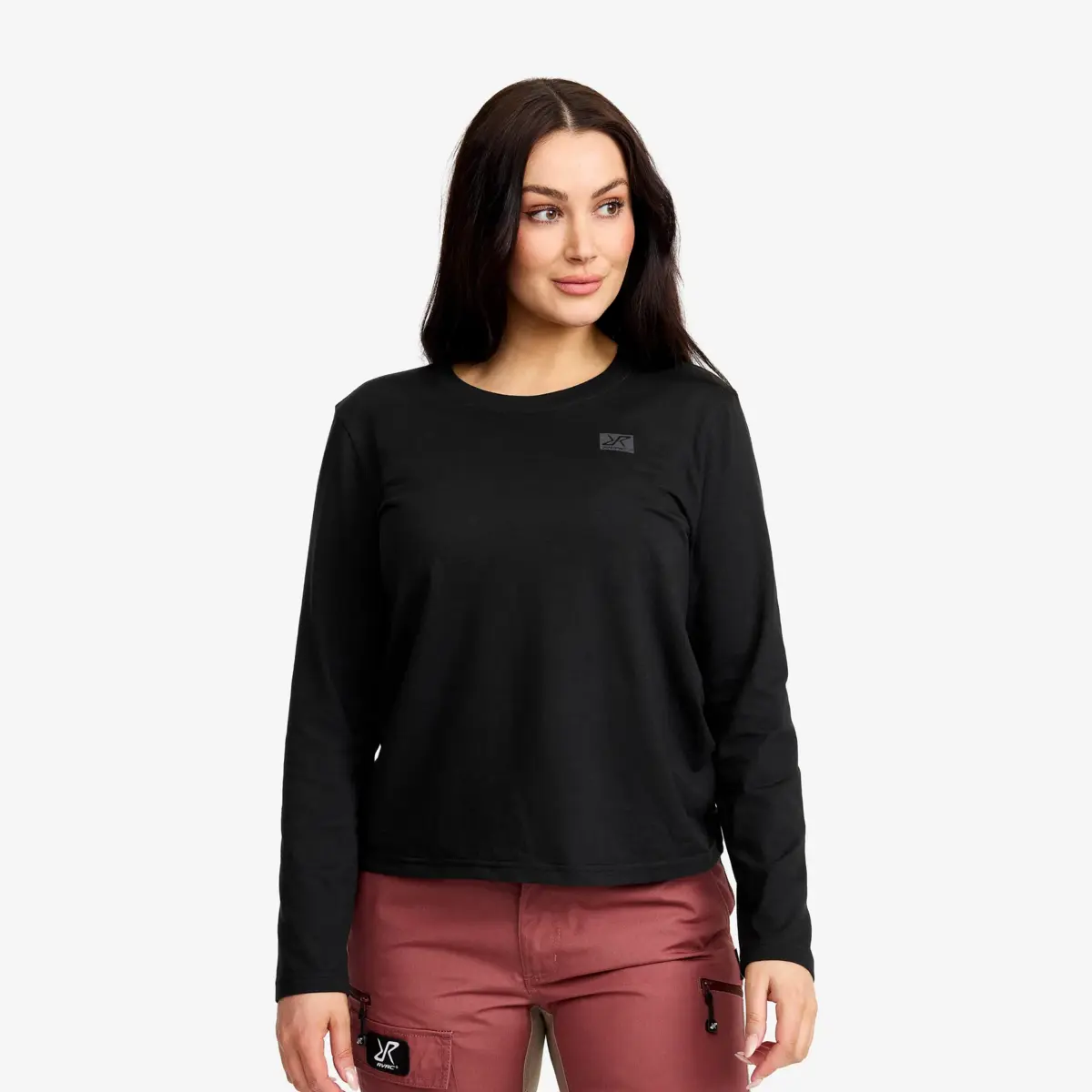 Easy långärmad T-shirt för kvinnor, svart