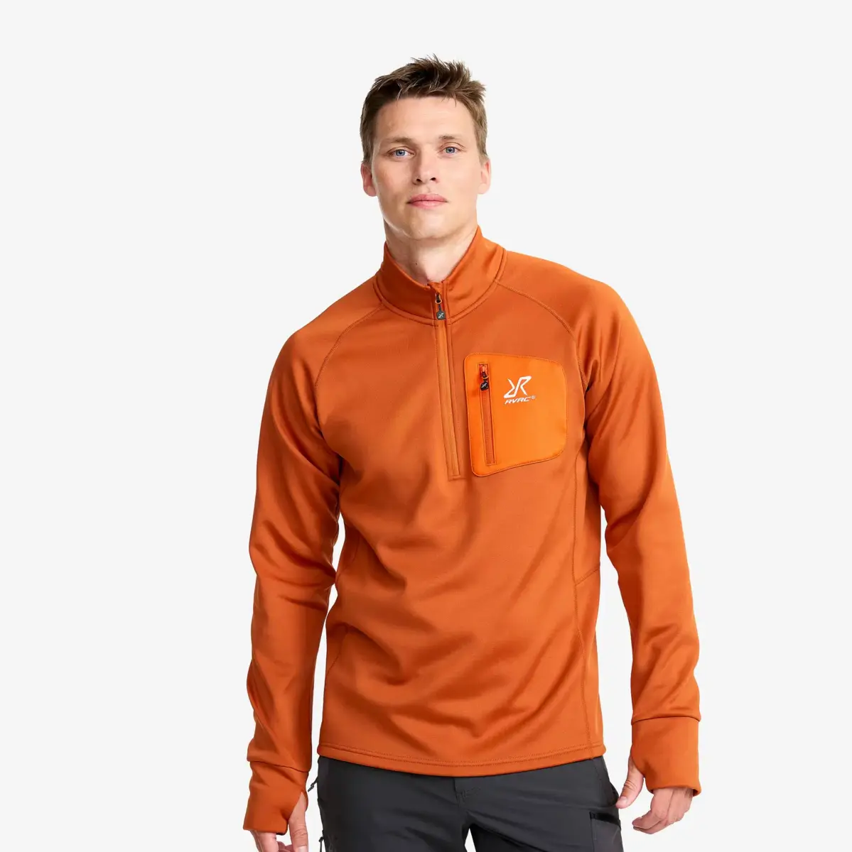 Evolution Half-zip Stretch Fleece Men Terracotta Brown