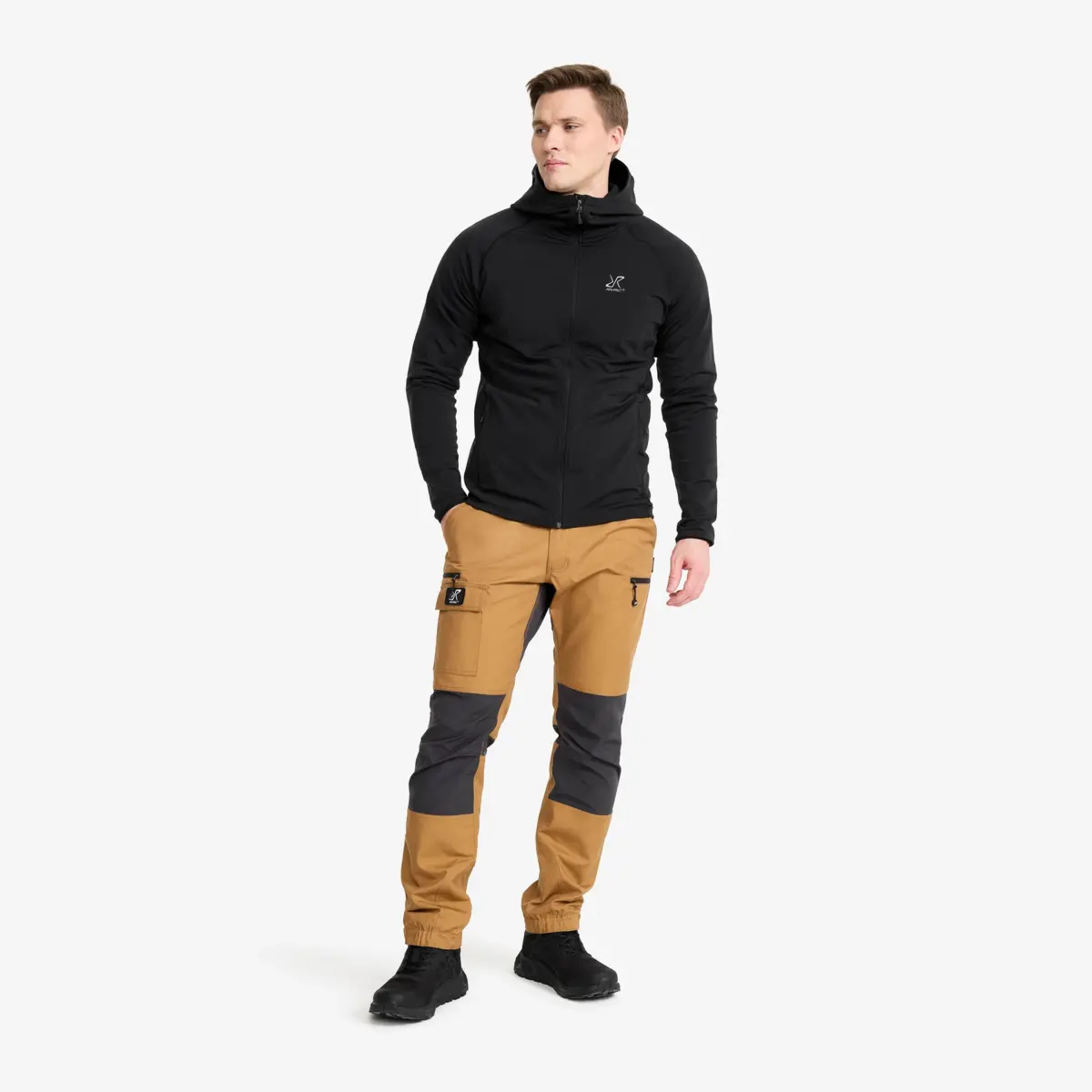 Evolution Light Stretch Fleece Hoodie Herr Svart