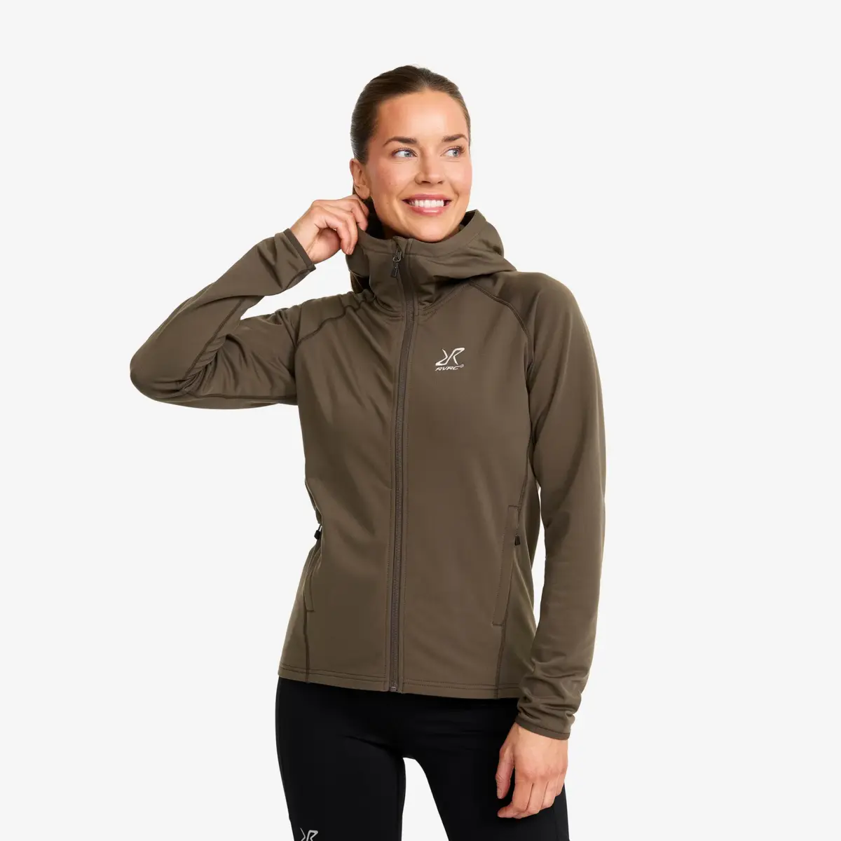 Evolution Light Stretch Fleece Hoodie Women Moss Grey