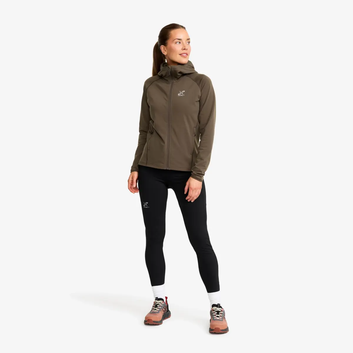 Evolution Light Stretch Fleece Hoodie Women Moss Grey