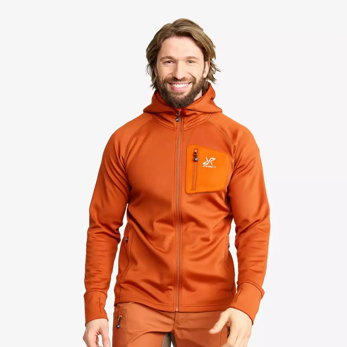 Evolution Stretch Fleece Hoodie Herr Terrakottabrun