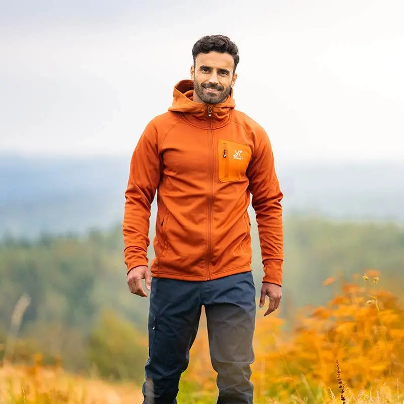 Evolution Stretch Fleece Hoodie Herr Terrakottabrun