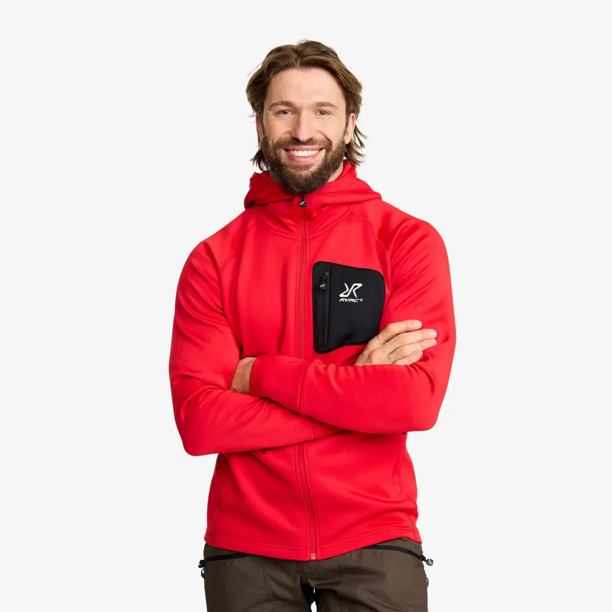 Evolution Stretch Fleece Hoodie Men Mars Red