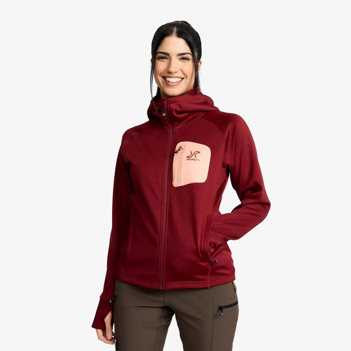 Evolution Stretch Fleece Hoodie Women Pomegranate