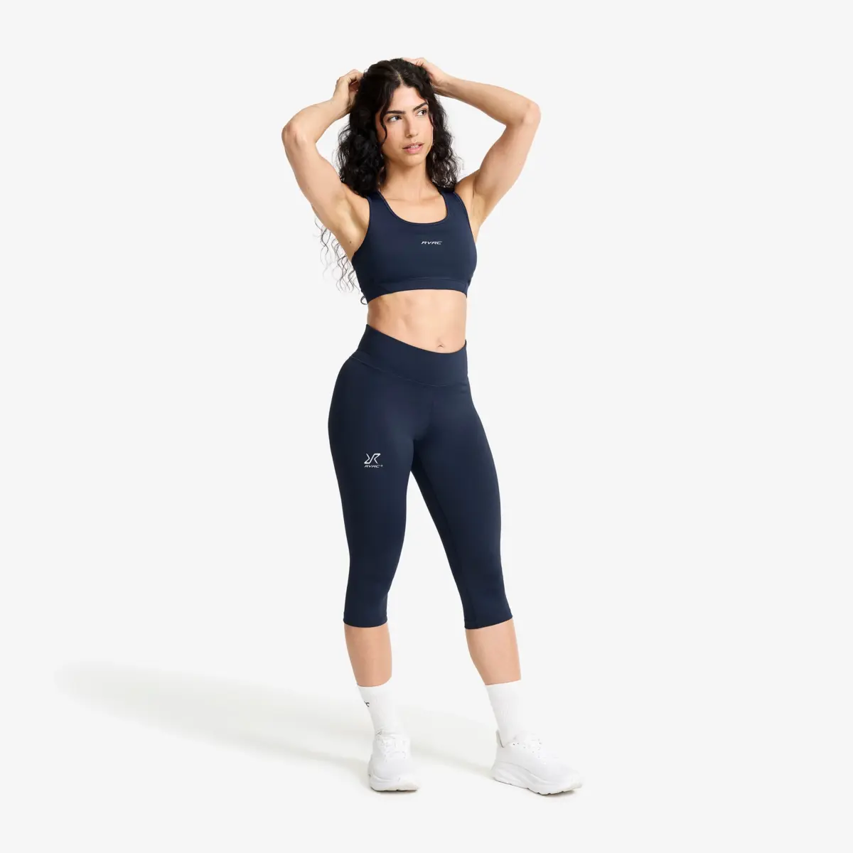 Flow högmidjade capri-leggings för damer Navy