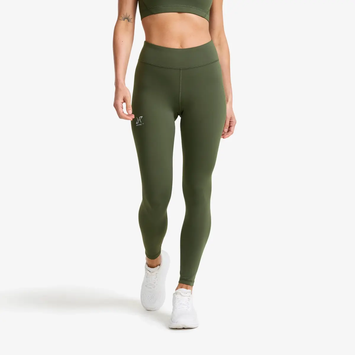 Flow högmidjade leggings för damer, kambaba gröna