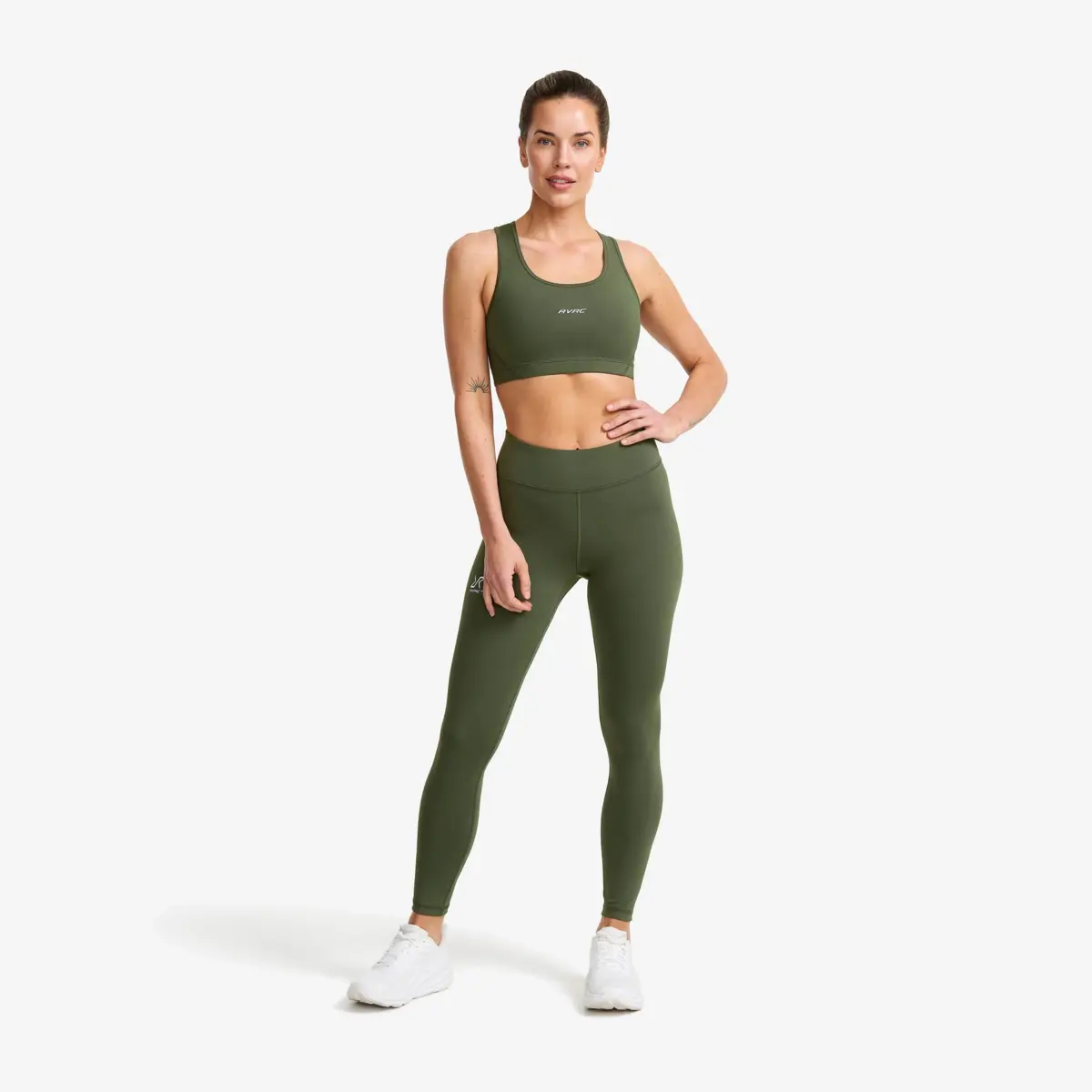 Flow högmidjade leggings för damer, kambaba gröna