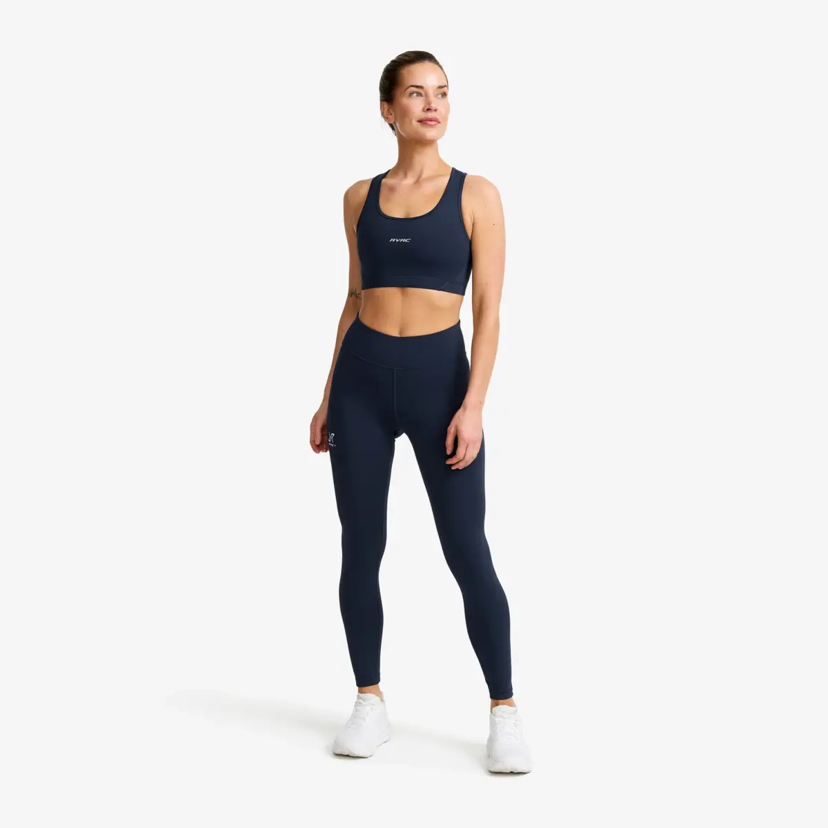 Flow högmidjade leggings för damer, marinblå