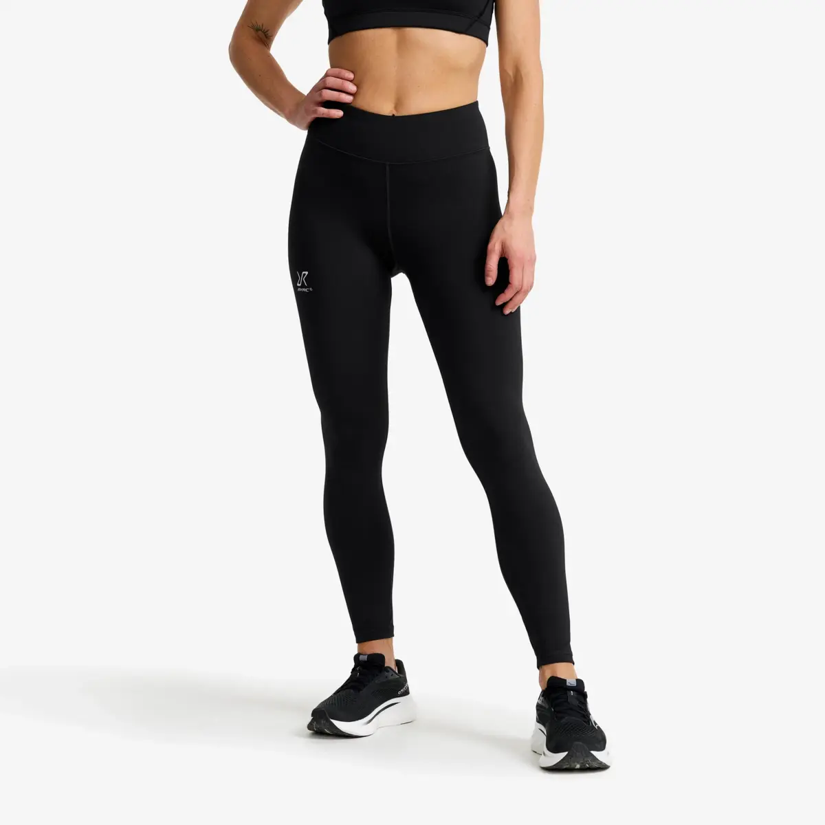 Flow högmidjade leggings för damer, svarta