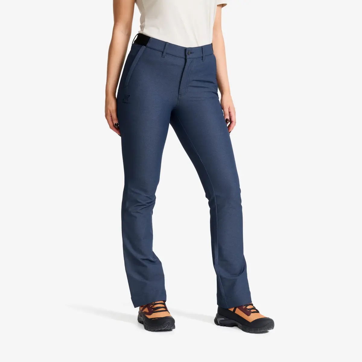 Journey högmidjade byxor för kvinnor, mörkblå melange