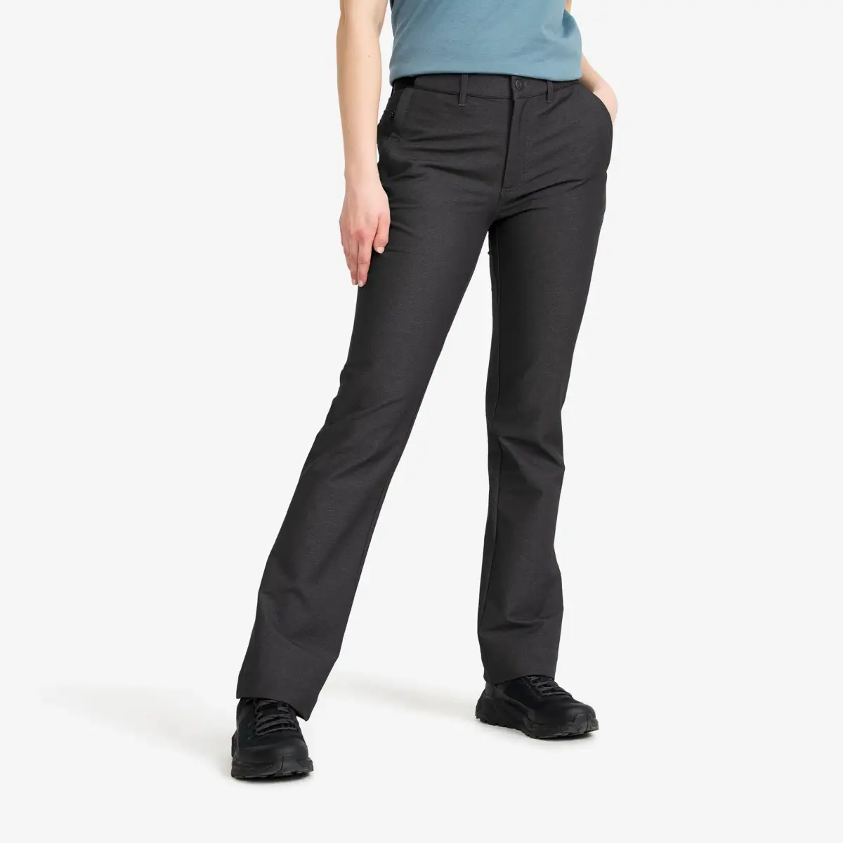 Journey högmidjade byxor för kvinnor, mörkgrå melange