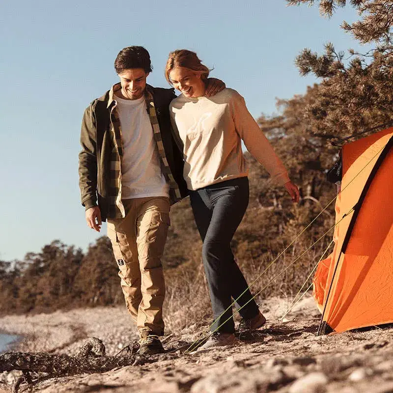 Journey högmidjade byxor för kvinnor, mörkgrå melange