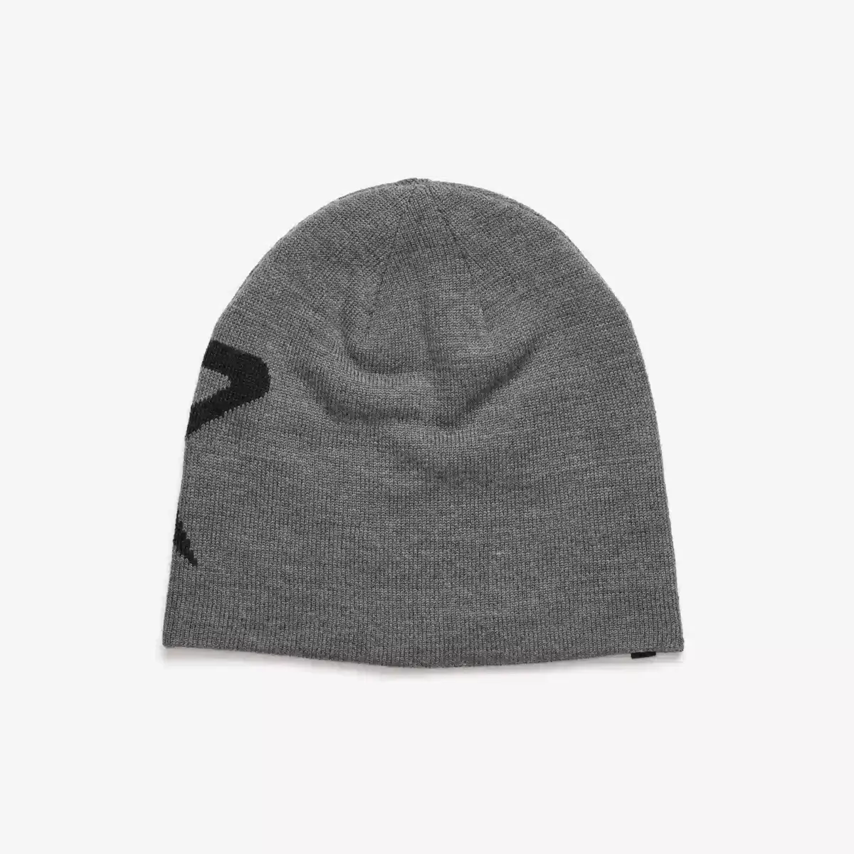 Merino stickad mössa med logo  Grå melange