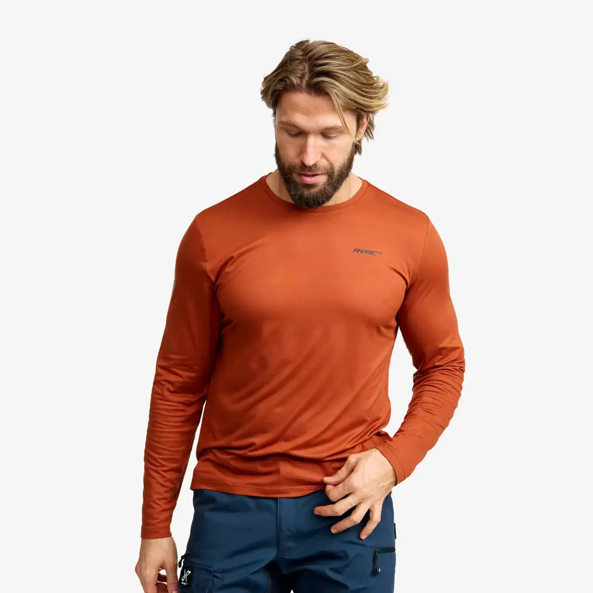 Mission långärmad T-shirt för män, rostorange