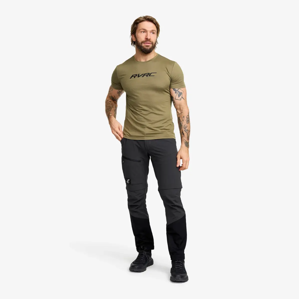 Mission Logo Slim Fit T-shirt för män, bränd olivgrön