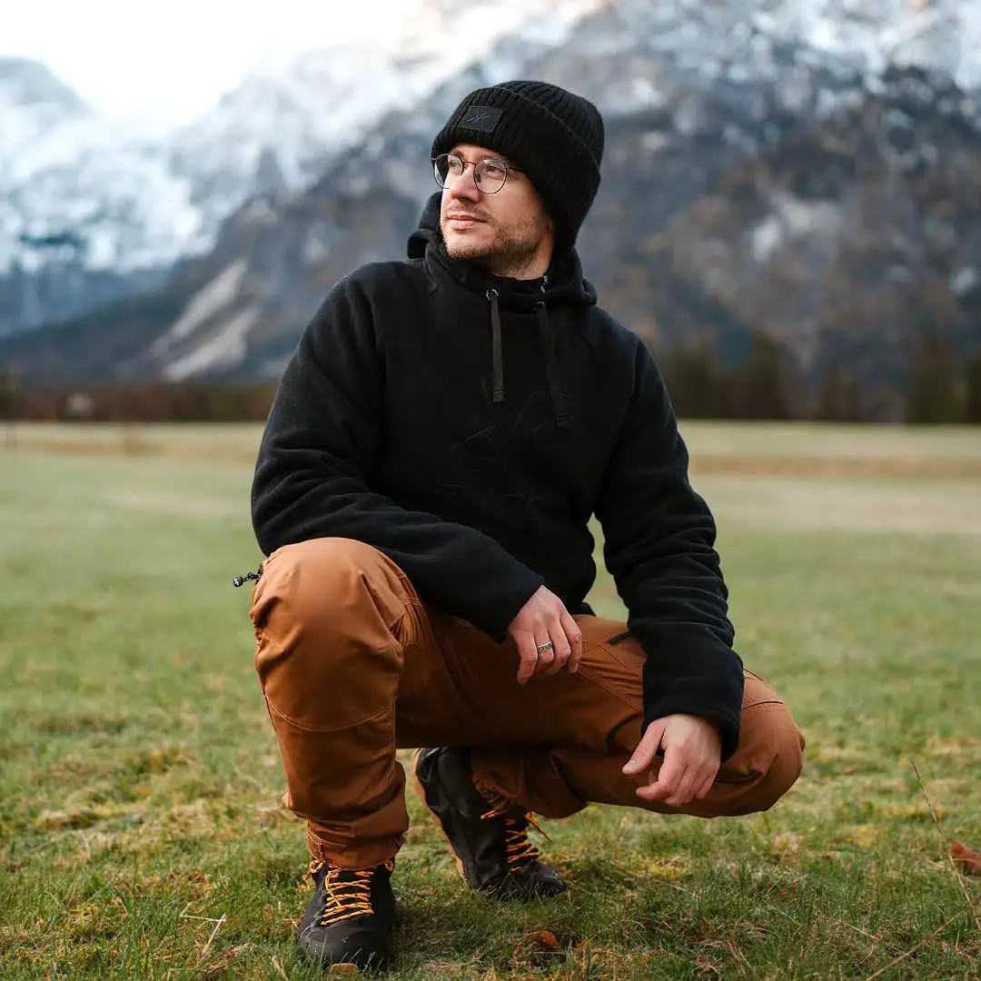 Polar Fleece Hoodie Men Black