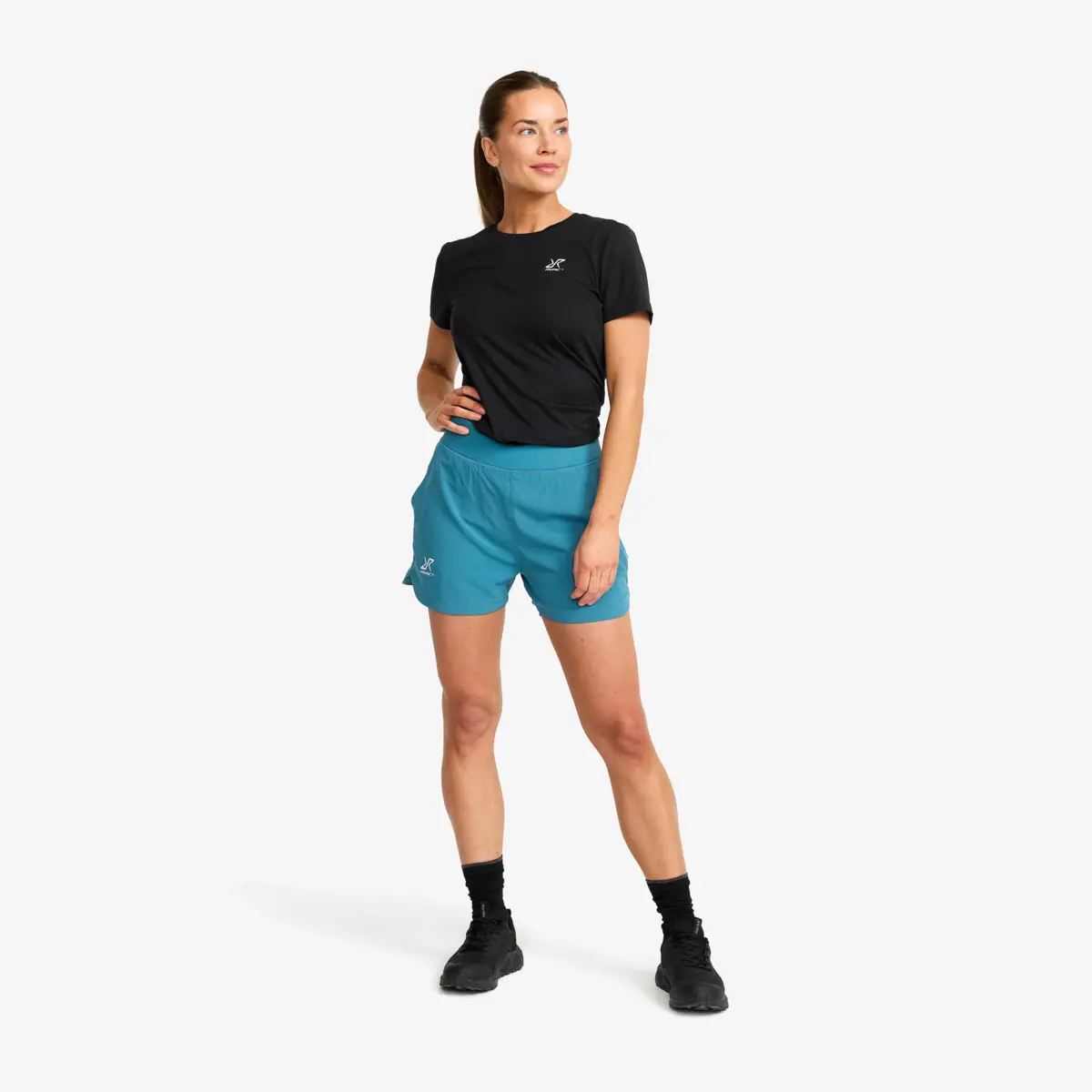 Rise 2-i-1-shorts för kvinnor, blå Ashes