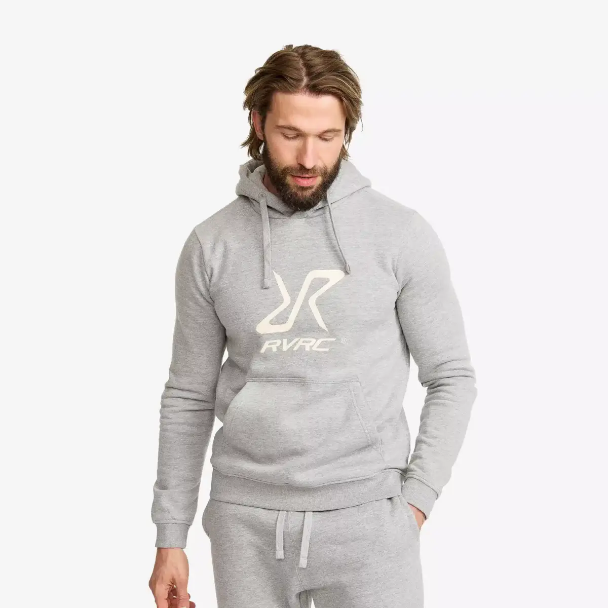 RVRC Hoodie Men Grey Melange/Oatmeal
