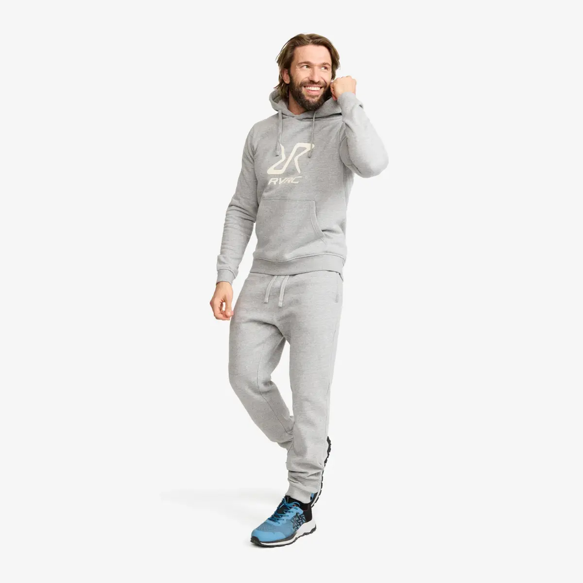 RVRC Hoodie Men Grey Melange/Oatmeal