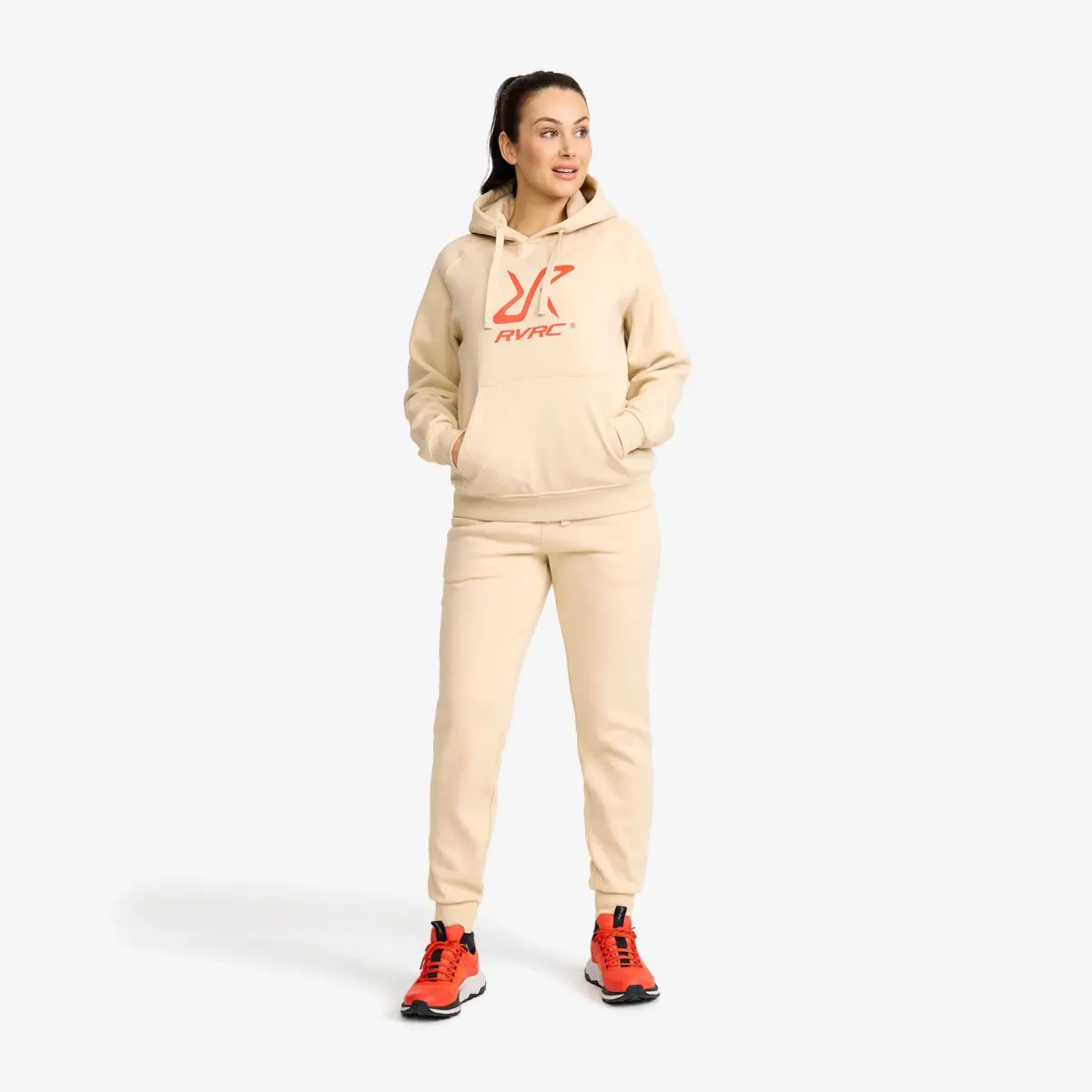 RVRC Hoodie Women Oatmeal/Aurora Red