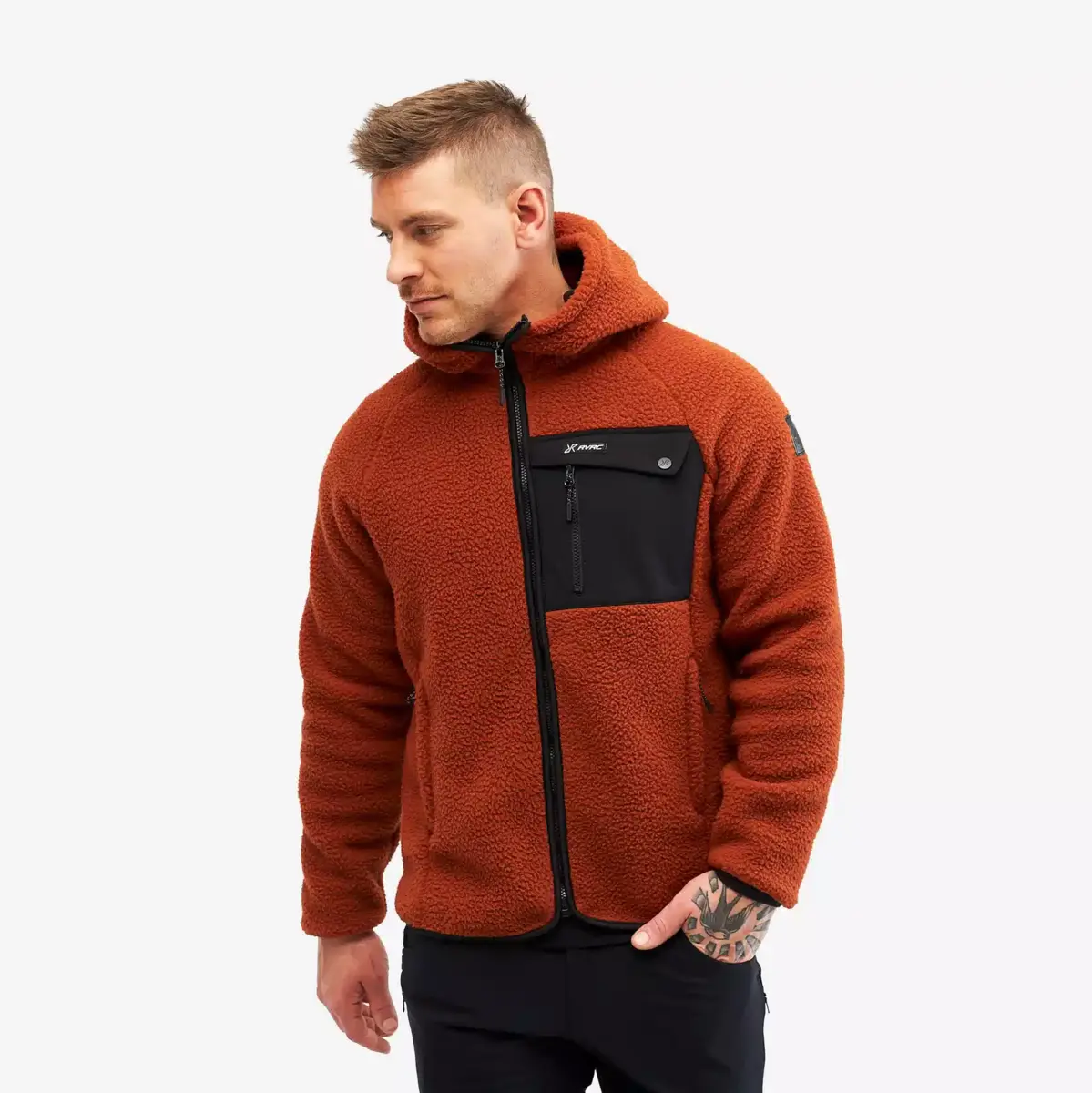 Sherpa Hoodie för herr Rusty Orange