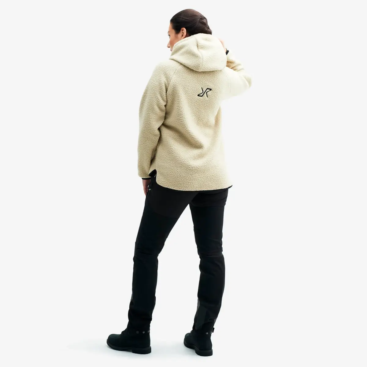 Sherpa Hoodie Women Beige Khaki Sherpa Hoodie Women Beige Khaki