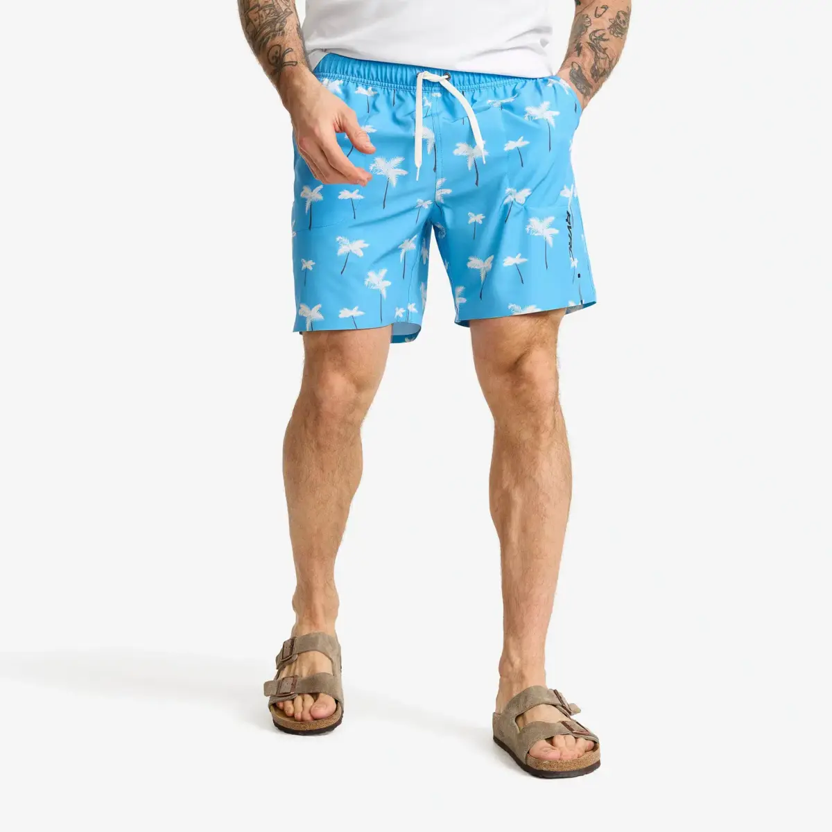 Sommarbadshorts för män, azurblå/tofu