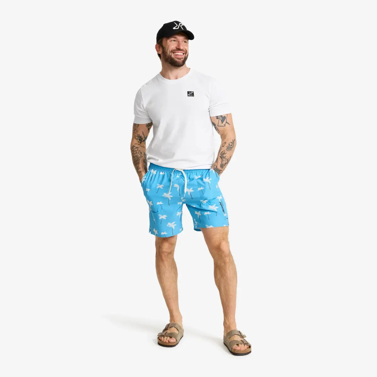 Sommarbadshorts för män, azurblå/tofu