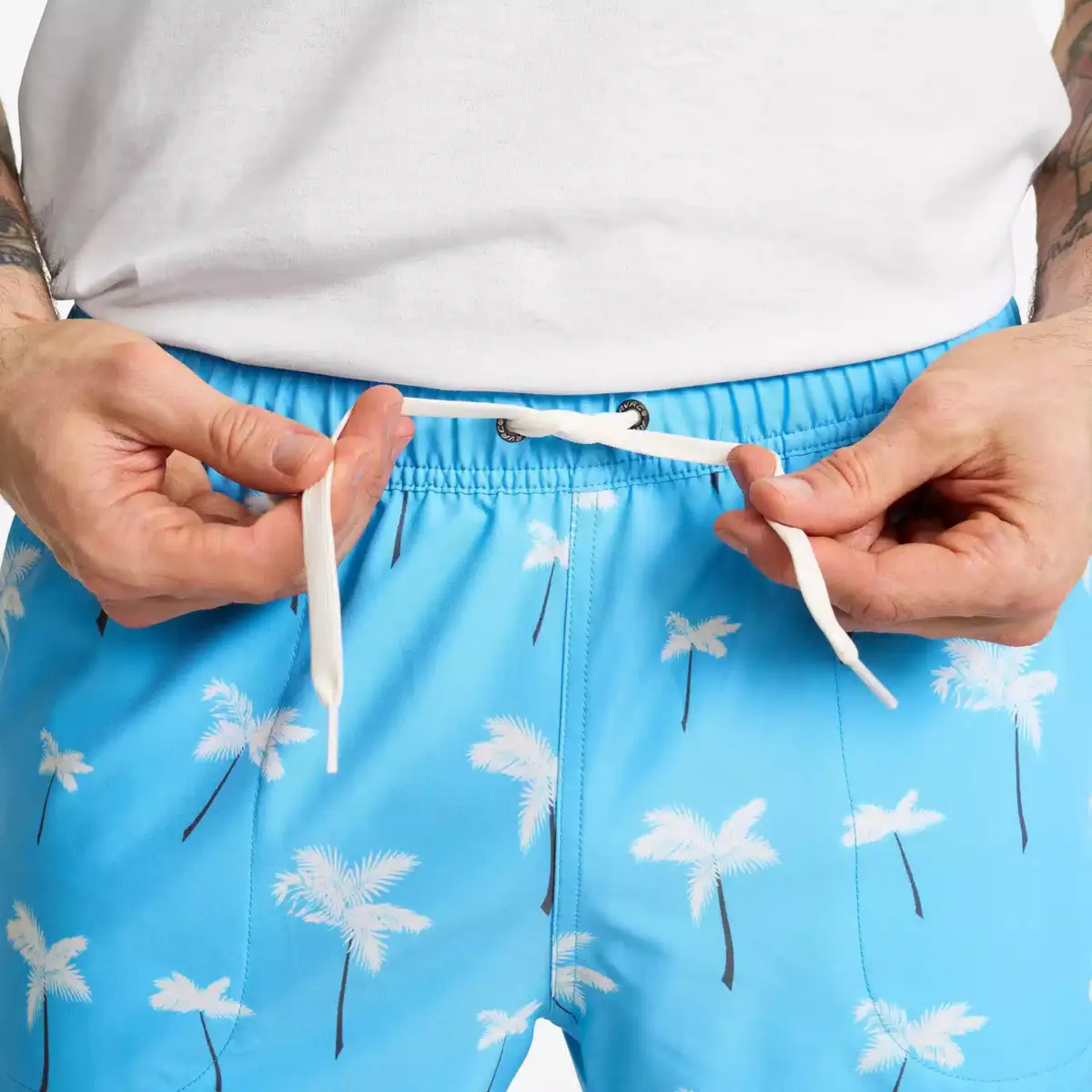 Sommarbadshorts för män, azurblå/tofu Sommarbadshorts för män, azurblå/tofu