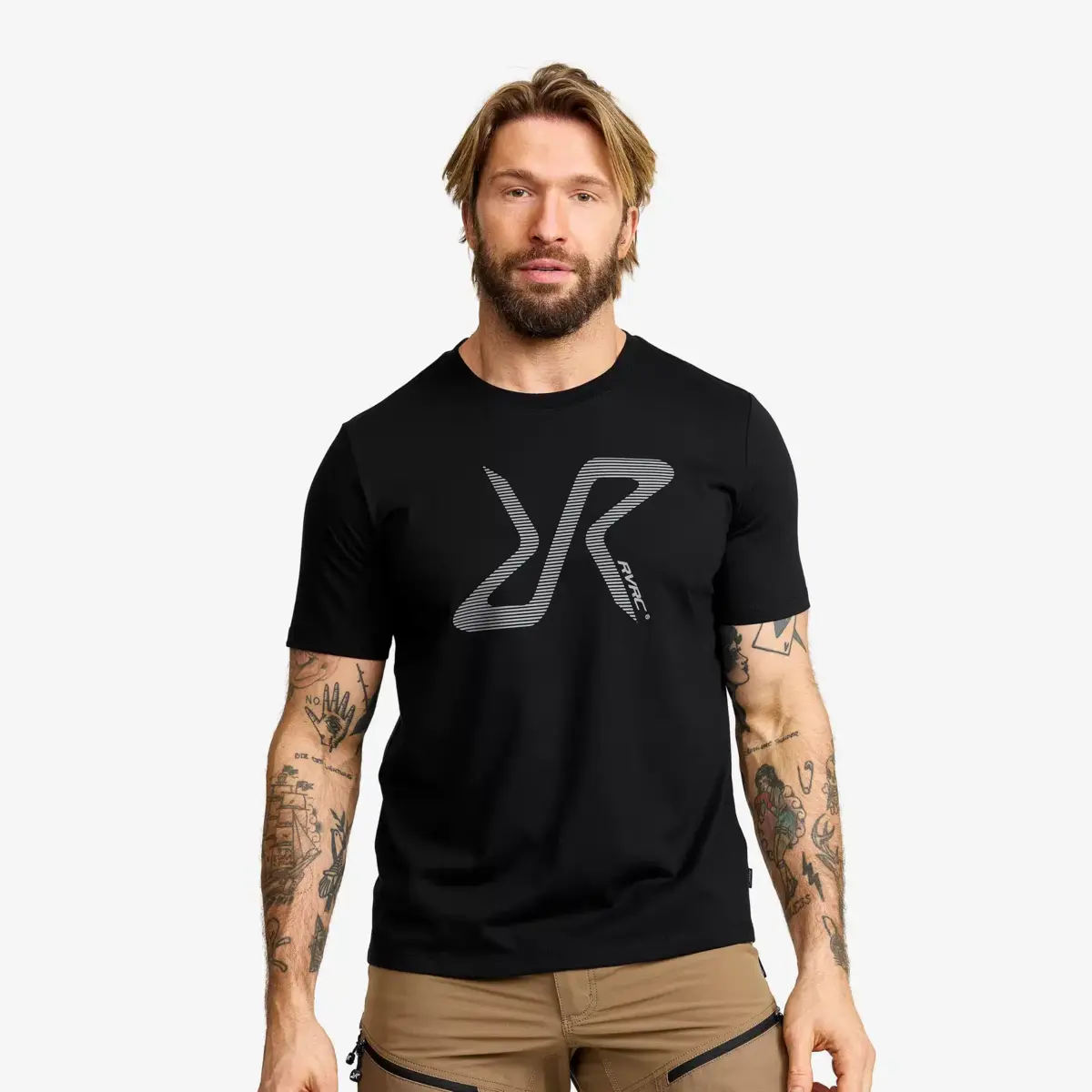 T-shirt med enkelt grafiskt tryck för herr, svart