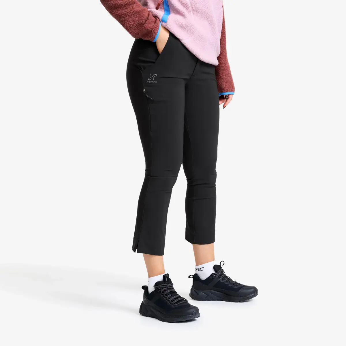 Variety Cropped byxor med hög midja för kvinnor, svarta