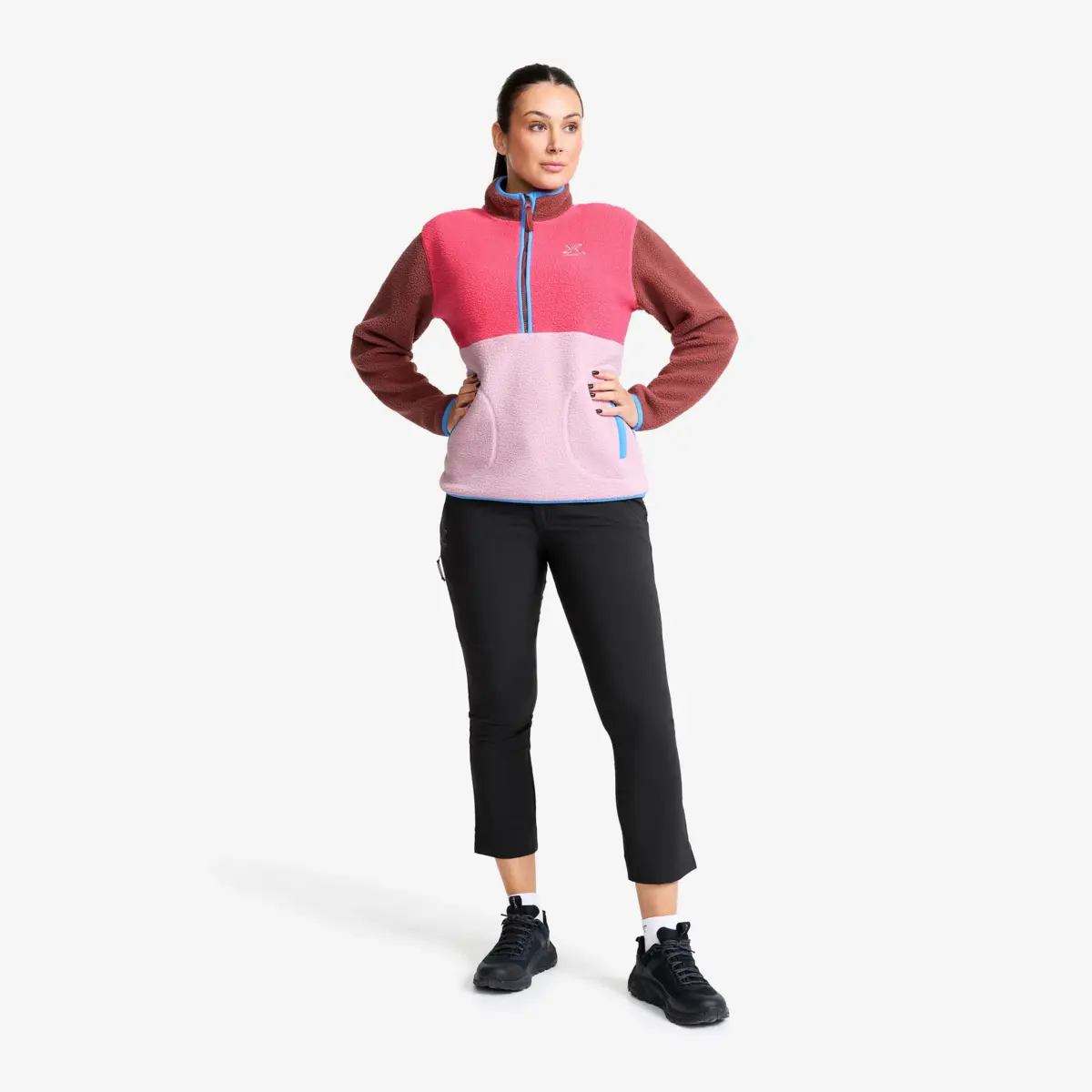 Variety Cropped byxor med hög midja för kvinnor, svarta