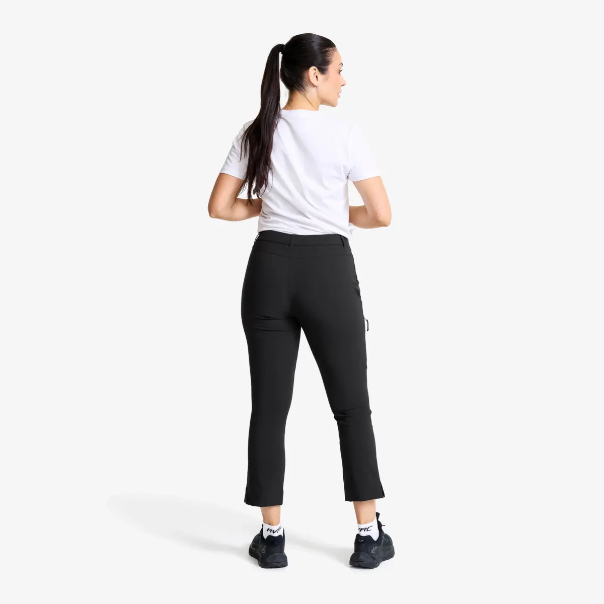 Variety Cropped byxor med hög midja för kvinnor, svarta Variety Cropped byxor med hög midja för kvinnor, svarta