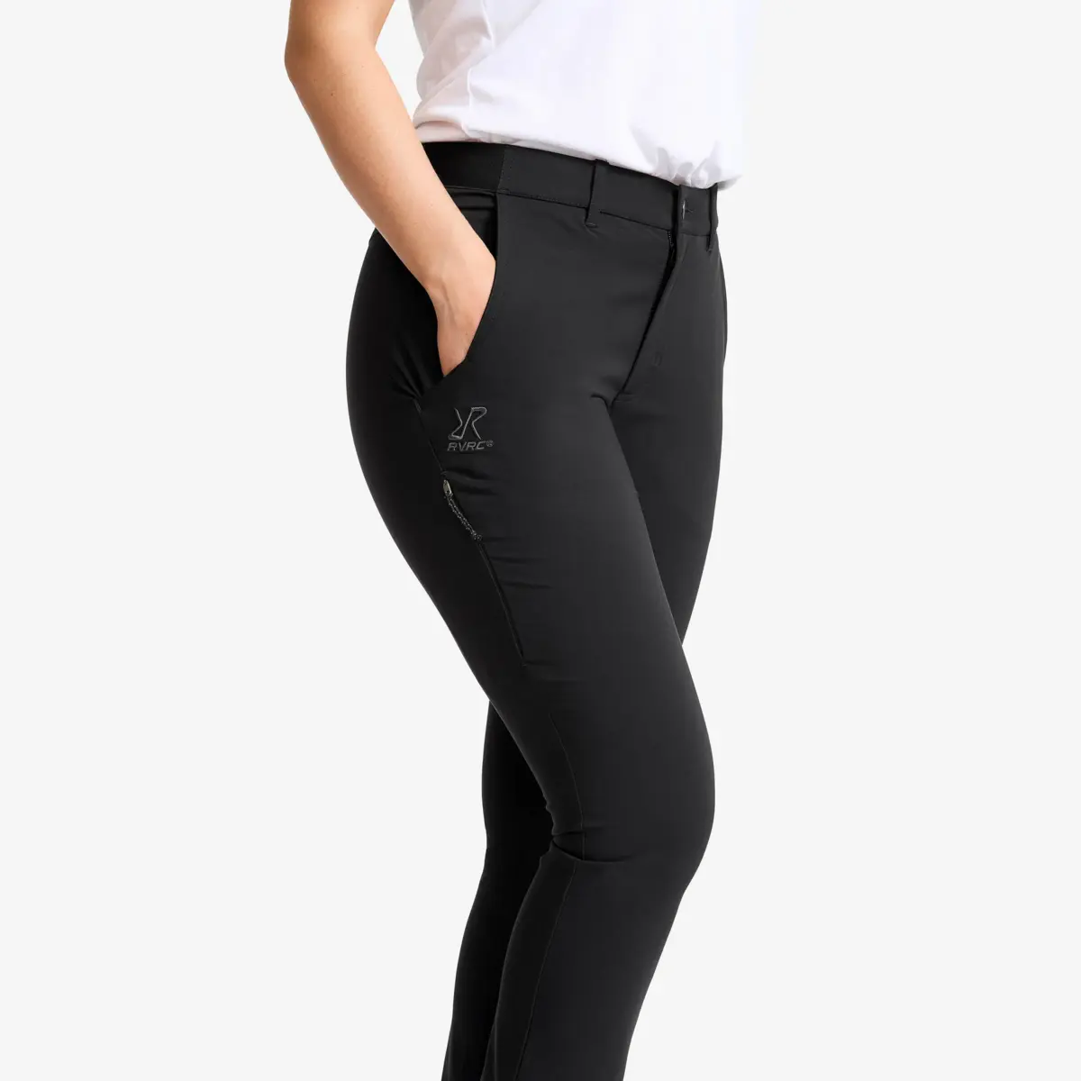 Variety Cropped byxor med hög midja för kvinnor, svarta Variety Cropped byxor med hög midja för kvinnor, svarta