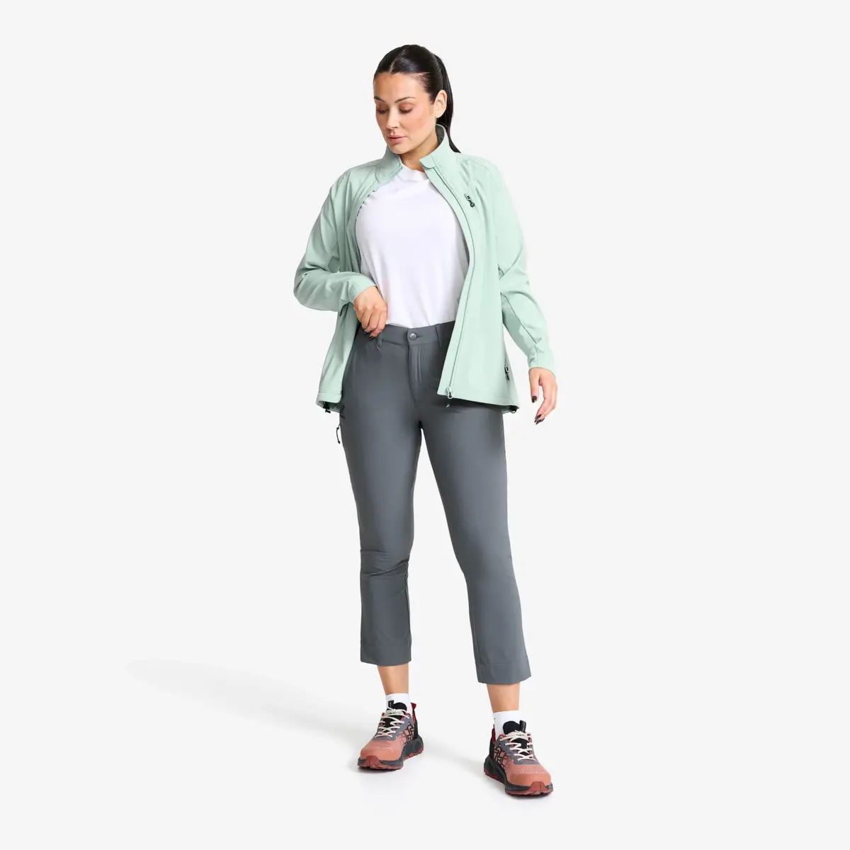 Variety högmidjade croppade byxor för damer Turbulence Blue